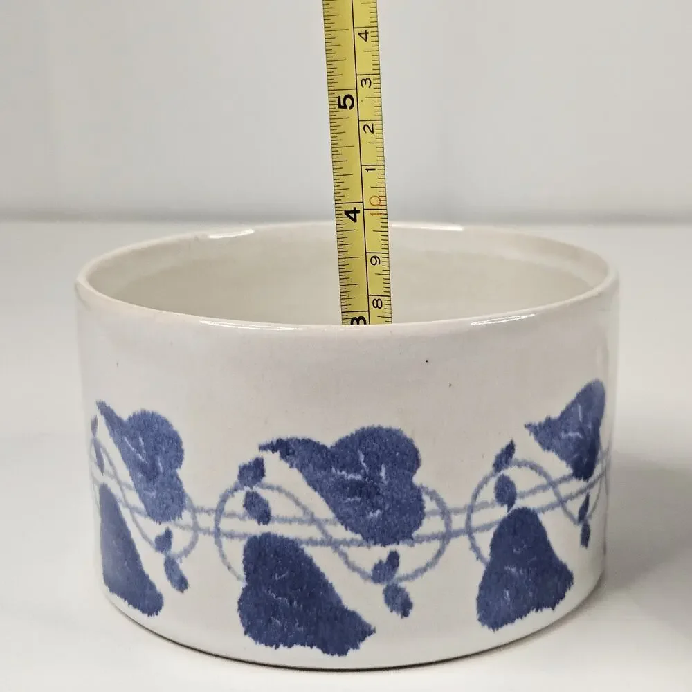 Vintage Amnion Triana Salt Glaze Stoneware Floral Print Butter Crock W Lid